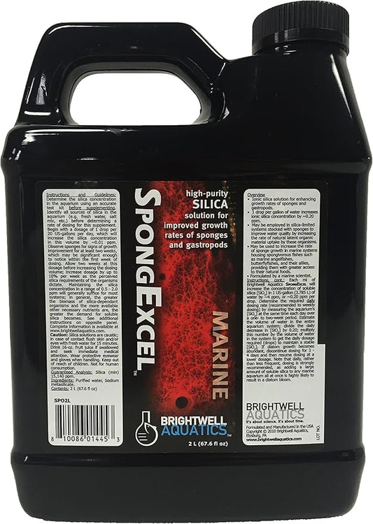 Brightwell Aquatics SpongExcel – Ionic Silica Solution for Marine Sponge & Gastropod Growth in Marine Aquariums, Boosts Water Quality, 2 L