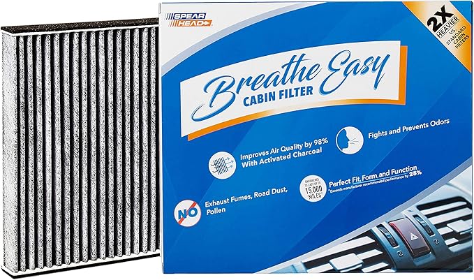 Spearhead Odor Defense Breathe Easy AC & Heater Cabin Filter, Fits Like OEM, Up to 25% Longer Lasting w/Activated Carbon (BE-285)