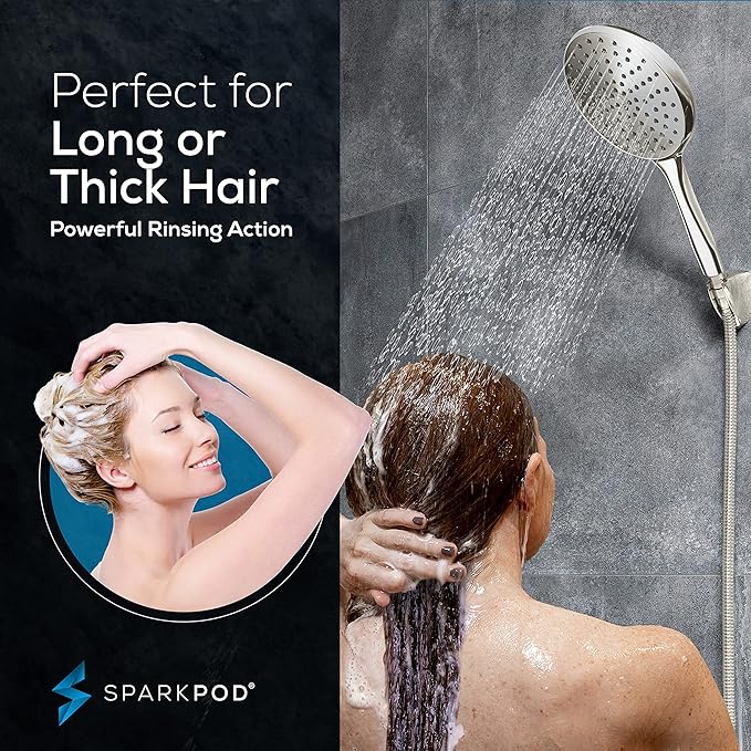 SparkPod 6-Inch High Pressure Handheld Shower Head with Hose - Elegant Brushed Nickel