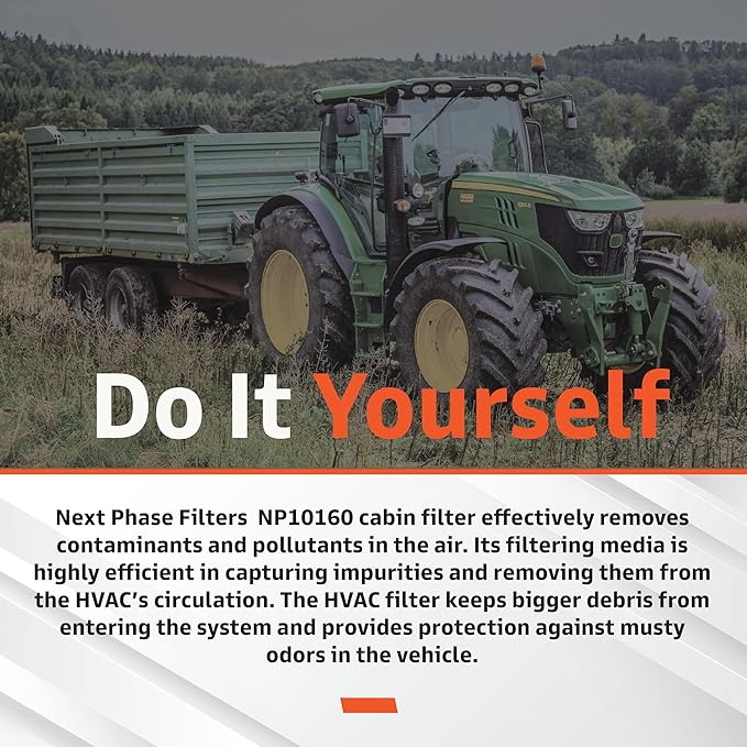 Cabin Filter 1 Pack - Forwarders, Loaders & Tractors - Cabin Air Filter for Efficient Recirculation Air Mode - Replaces O.E. RE195491; Baldwin PA5768; Wix WP10160 *See NP10160-CASE-6 for BULK*