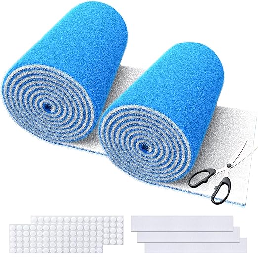 MERV 8 Air Vent Filters, 12" x 90"X 2Roll Cut to Fit Air Filter Material (100+ Filters),Electrostatic Triple Vent Filter for Floor, Ceiling, HVAC & RV Vents, Includes 48 Adhesive Hook Tape