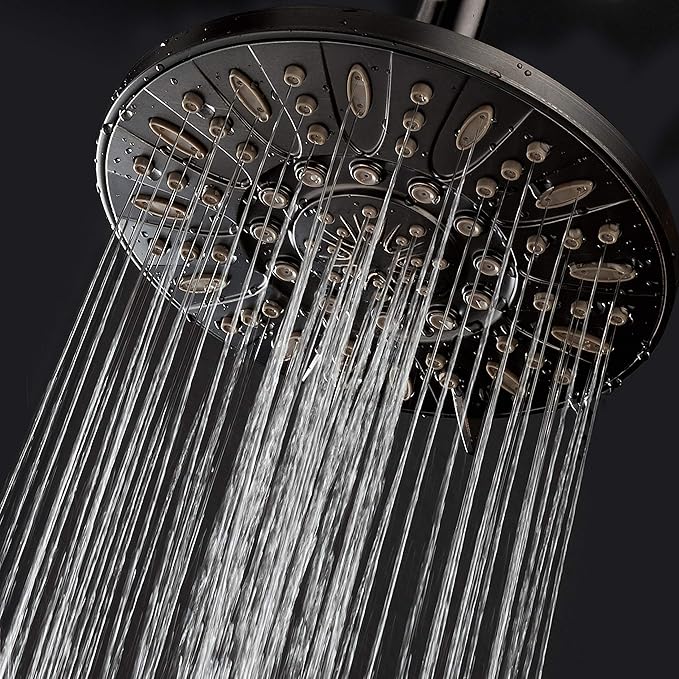 AquaDance Oil Rubbed Bronze High Pressure 6-Setting 7" Rain Shower Head – Angle Adjustable, Anti-Clog Showerhead Jets, Tool-Free Installation-USA Standard Certified-U.S. Brand – 1.8 GPM