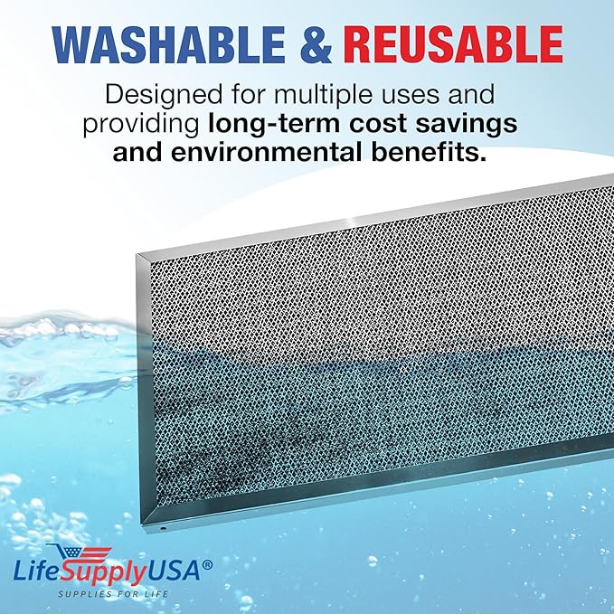 14x30x1 Electrostatic Air Filter, MERV 8, Washable, Reusable Furnace AC/HVAC Filter, Energy Saving, Easy to Clean, Long-Lasting by LifeSupplyUSA