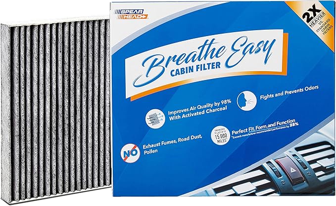 Spearhead Odor Defense Breathe Easy AC & Heater Cabin Filter | Fits Various 2009-2025 Acura/Honda Like OEM | Up to 25% Longer Lasting w/Activated Carbon (BE-182)