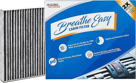 Spearhead Odor Defense Breathe Easy AC & Heater Cabin Filter | Fits Various 2009-2025 Acura/Honda Like OEM | Up to 25% Longer Lasting w/Activated Carbon (BE-182)