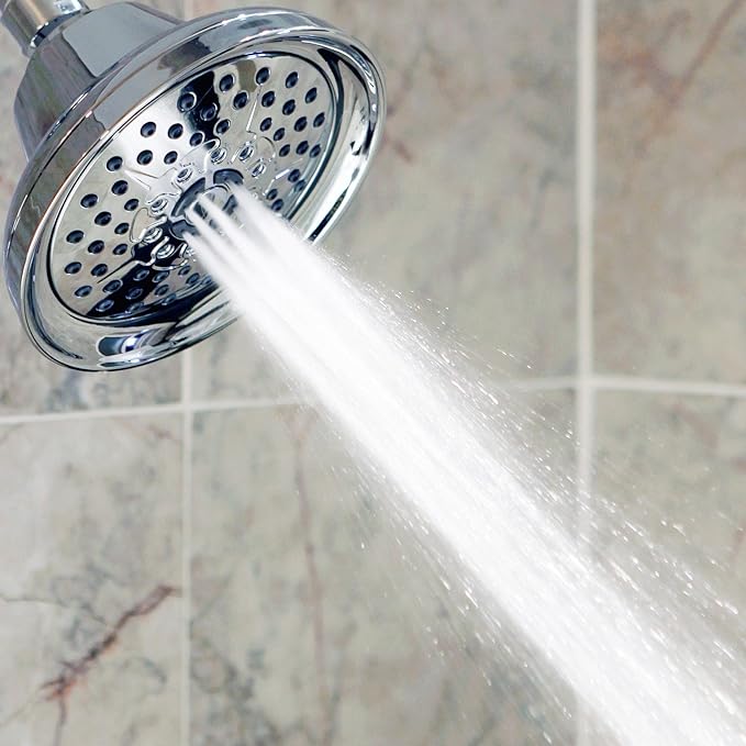 Massaging Shower Head High Pressure - Multi-Function, Massage Rainfall Showerhead With Boosting Mist For Low Flow Showers & Adjustable Water Saving Nozzle, 2.5 GPM - Chrome