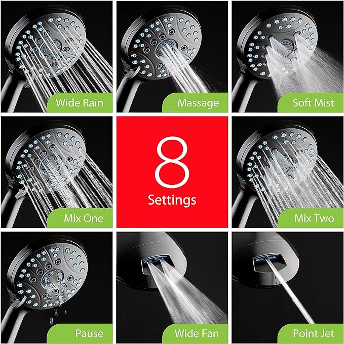 Hotel Spa AquaCare for California As-Seen-On-TV High Pressure Handheld Rain 50-mode 3-way Shower Head Combo, Anti-clog Jets, 2-mode Tub & Pet Power Wash, Wall Bracket, 6 ft. Hose, Rubbed Bronze