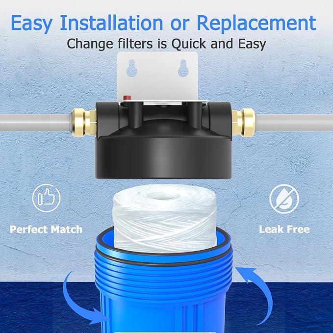 20 Micron Whole House Water Filter Cartridge, String Wound Sediment Filters for Well Water, Universal Replacement for Any 20 inch Big Housings - 20" x 4.5" Cartridges - Pack of 6