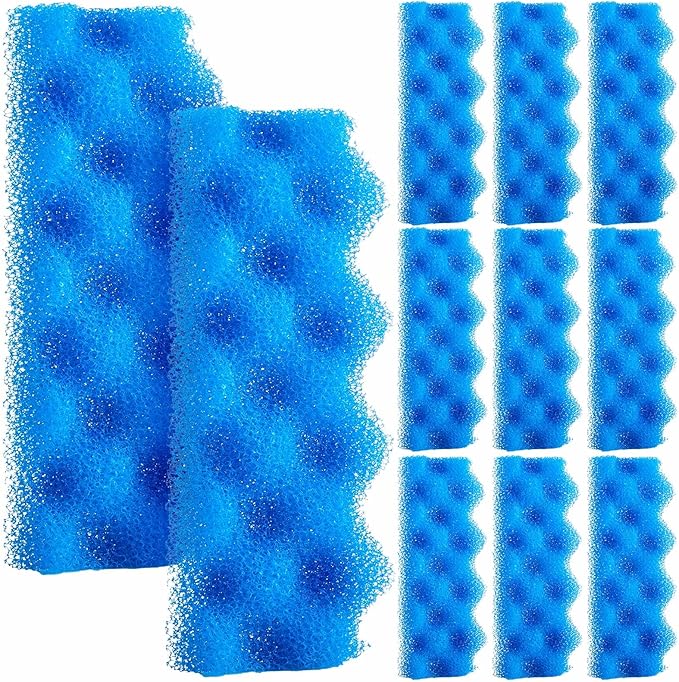 Maxcheck 10 Pcs Bio Sponge Foam Compatible with 306/307 Foam Filters Media Replacement Sponges for Aquarium Filters Fish Tank Accessories, Blue