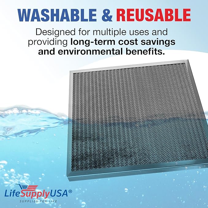 18x18x1 Electrostatic Air Filter, MERV 8, Washable, Reusable Furnace AC/HVAC Filter, Energy Saving, Easy to Clean, Long-Lasting by LifeSupplyUSA