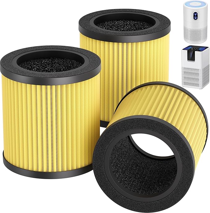 B-D02L Replacement Filter Compatible with MOOKA B-D02L Air Purifier, Pet Care Filter, Yellow (3-PACK)