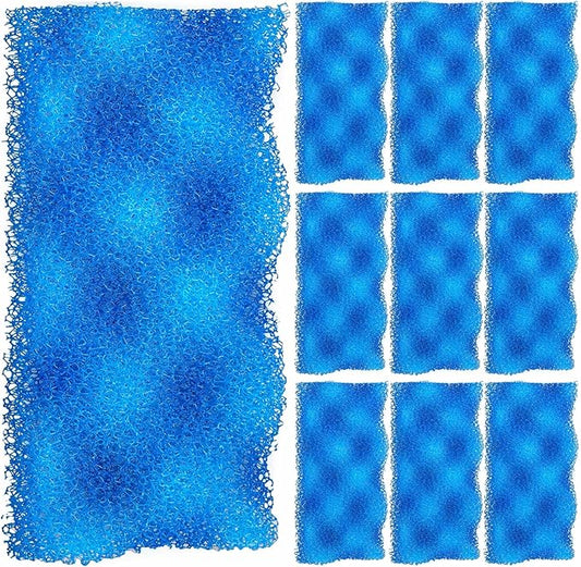 Maxcheck 10 Pcs Bio Sponge Foam Compatible with 106/107 Foam Filters Media Replacement Sponges for Aquarium Filters Fish Tank Accessories, Blue