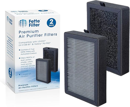 Fette Filter - LV-H128 True HEPA H13 Replacement Filter Compatible with LEVOIT LV-H128-RF/Valkia PU-P02 / PUURVSAS HM669A / ROVACS RV60 Air Purifier Models Part # LV-H128-RF 2-QTY