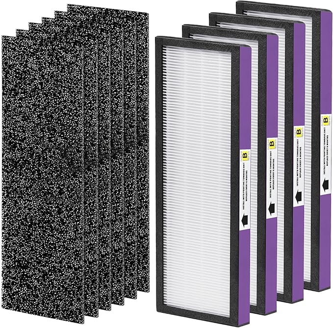 FLT4850PT Air Pu-rifier Filter Replacement Compatible with Germ-Guardian Filter B AC4850PT AC4300WPT AC4900 Air Pu-rifier, 4 HEPA and 6 Pre-Filters
