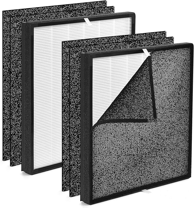 FLT5900 Filter J Compatible with Germ-Guardian Air Puri-fier Filter FLT5900, Fit for Models AC5900WCA and AC5900WDLX, 2 H13 HEPA Filters & 4 Carbon Pre-filters