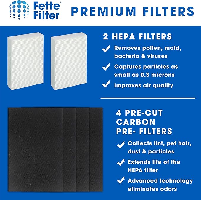 Fette Filter - True HEPA H13 Filter R Compatible with Honeywell Purifier HPA200 HPA200C HPA201 HA202 HPA204 HPA204C HPA250 HPA250B HPA250BC HPA3200 HPA5200 Series # HRF-ARVP200 Filter R PreFilter A