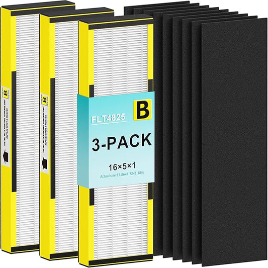 FLT4825 HEPA Filter B Replacement for Guardian Technologies AC4825E AC4300 AC4900 AC4850 Air Purifiers – 3 True HEPA Filters & 9 Carbon Filters, HEPA Pure Version