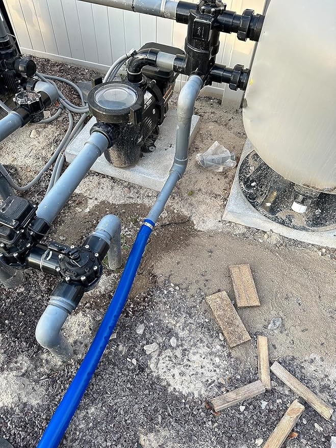 2 in x 100 ft Pool Backwash Hose Heavy Duty Drain Discharge Double PVC Lay flat General Purpose Vinyl Hose, Burst Resistant for Water Transfer Sump Pump Pool Filter (2in 100ft fiber reinforced hose)