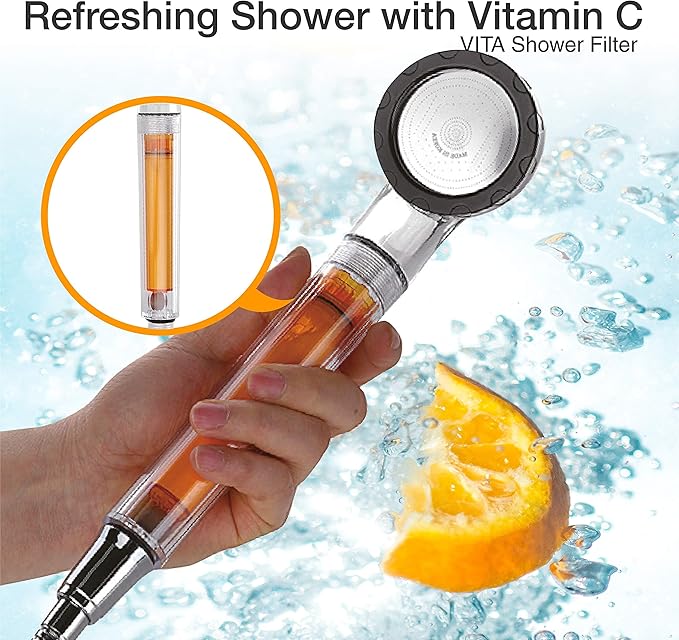 Eco Hi-Ball Vitamin C Shower Head 3-Pack | Water Saving, High Pressure Handheld Shower | Ceramic Mineral Filter Removes Chlorine for Skin & Hair Care | Universal Fit for Bathroom, RV | Easy Install