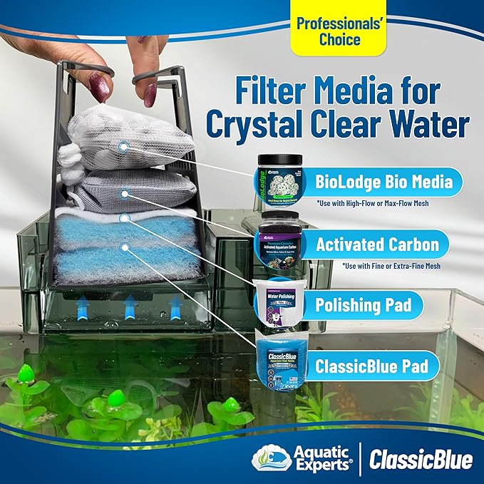 Aquatic Experts Classic Bonded Aquarium Filter Pad -12 Inches by 12 Feet by .75 Inch - Blue and White Filter Media Pad Bulk - Replacement Filter Rolls of Prefilter Floss - Made in USA