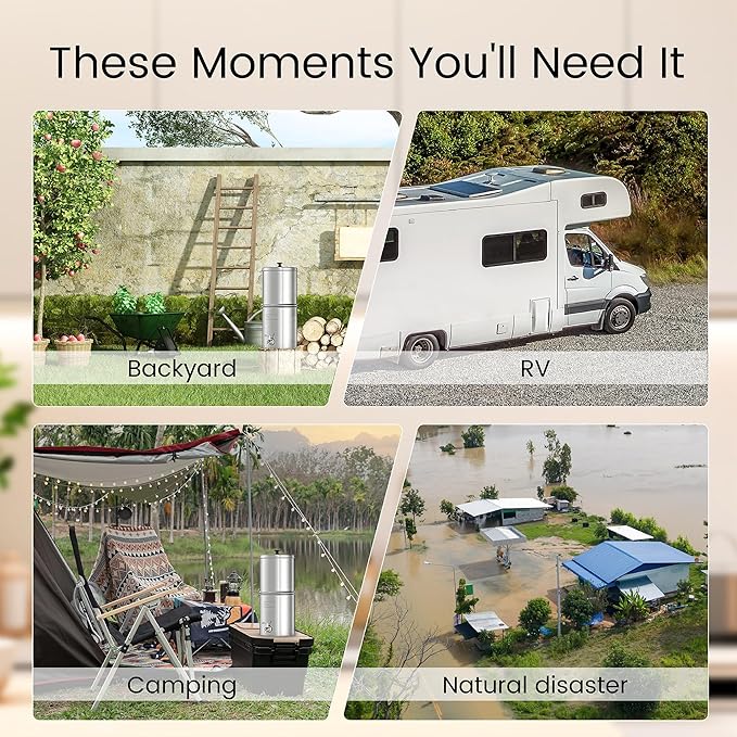 Waterdrop 1.5 Gallon Countertop Water Filtration System, NSF/ANSI 42&372 Certified Black Carbon Elements, Reduce Lead and Up to 99% Chlorine, for Home, Travel, Camping, Off-Grid