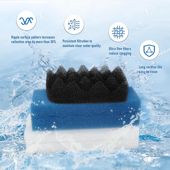 306/307 Bio Foam Value Pack | Replacement Aquarium Filter Media for Fluval 306 & 307 Filters 12Pcs