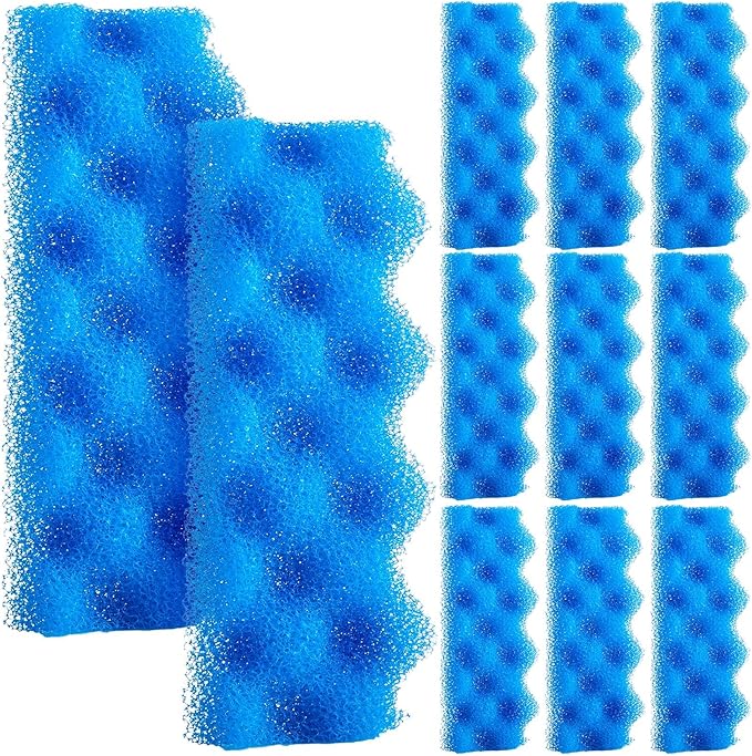 Maxcheck 10 Pcs Bio Sponge Foam Compatible with 206/207 Foam Filters Media Replacement Sponges for Aquarium Filters Fish Tank Accessories, Blue
