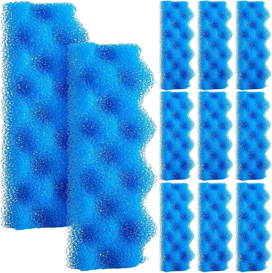 Maxcheck 10 Pcs Bio Sponge Foam Compatible with 206/207 Foam Filters Media Replacement Sponges for Aquarium Filters Fish Tank Accessories, Blue