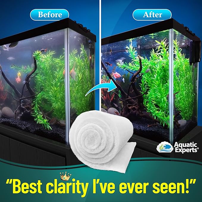 Aquatic Experts Aquarium Filter Floss for Fish Tank Filters - FilterFirst Aquarium Filter Pad - Media Roll for Crystal Clear Water, 3/4" - 1" Thick (18 Inch Wide, 24 Feet Long)