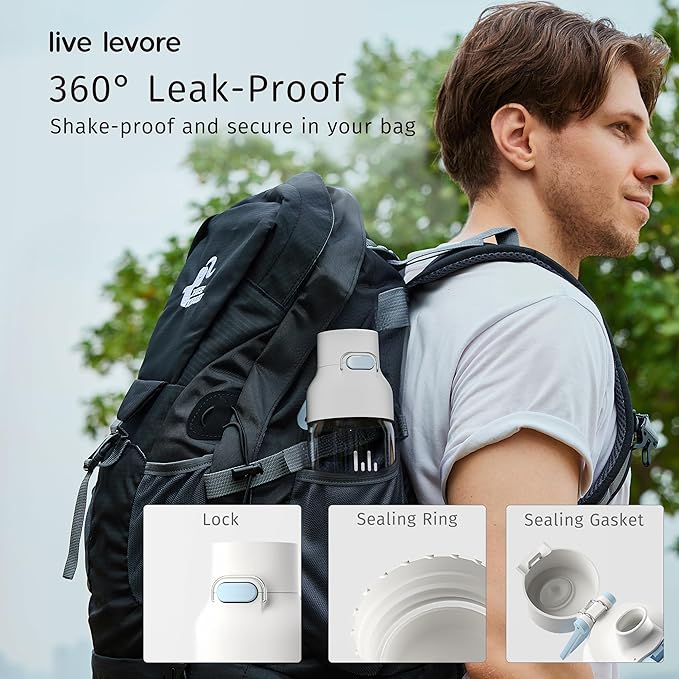 750ml Leak Proof Water Bottle with Flip Top Lid, BPA-Free USA Tritan Drink Bottle, Dishwasher Safe for Office, Outdoor & Daily Use (White B, 1 Pack)