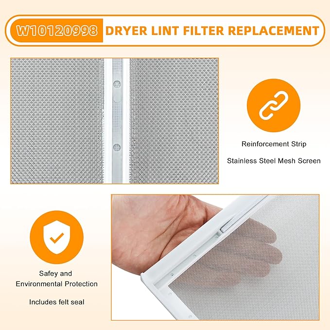 2 Pack W10120998 8066170 Dryer Lint Screen Filter Replacement Part by AMI PARTS - Compatible with Whirlpool, Kenmore, Roper & Sears Dryers
