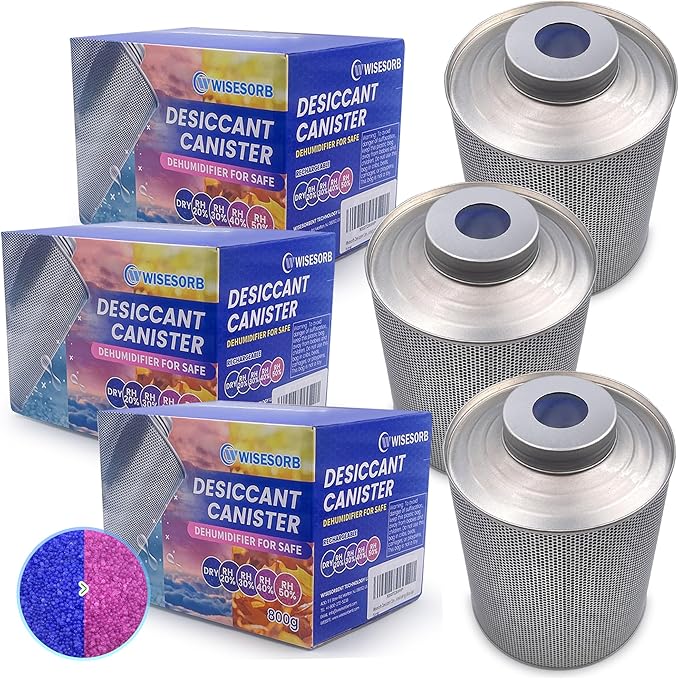 800 Gram Gun Safe Dehumidifier, 3 Pack of 1.77 LBS Rechargeable Dehumidifier Blue to Pink Silica Gel Desiccant Moisture Absorbers, Dehumidifiers for Room, Bedroom, Safe, Closet, Bathroom, Car