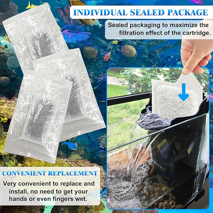 6 Pack Replacement Small Size Cartridges for Tetra Whisper Small Fish Tanks Filter; Refilled Filter Cartridges S Size for Aquarium Kits 3-10 Gallons Betta Fish Tank Kit