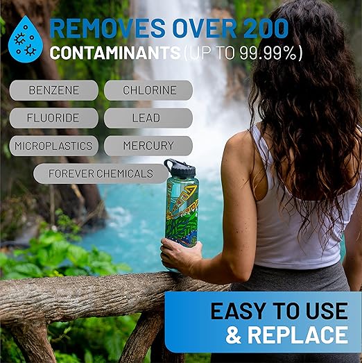 Epic Water Filters Nalgene OG Water Bottle with Filter, USA Made, BPA Free, Removes 99.99% Tap Water Contaminants, Forever Chemicals, IOC Art, 48 oz