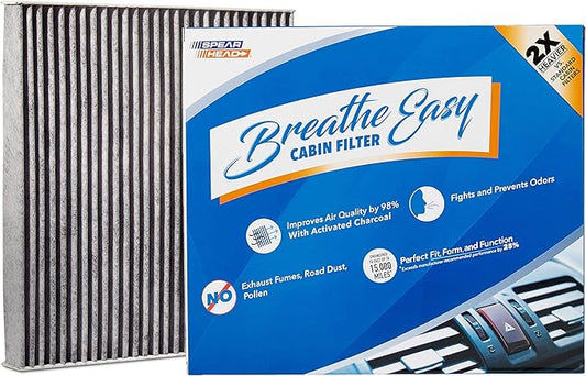 Spearhead Odor Defense Breathe Easy Cabin Filter | Fits 06-07 Azera, 07-09 Santa Fe, 06-09 Sonata, 22-24 Carnival, 07-10 Optima Like OEM | Up to 25% Longer Lasting w/Activated Carbon (BE-381)