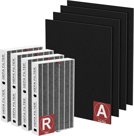 HPA200 Carbon Mixed Replacement Filter Compatible with Honeywell Air Purifi-er HPA200, HPA201, HPA202, HPA204, HPA250, HPA5200, 4 R Filter and 4 Activated Carbon Pre-Filter A, 4 Pack