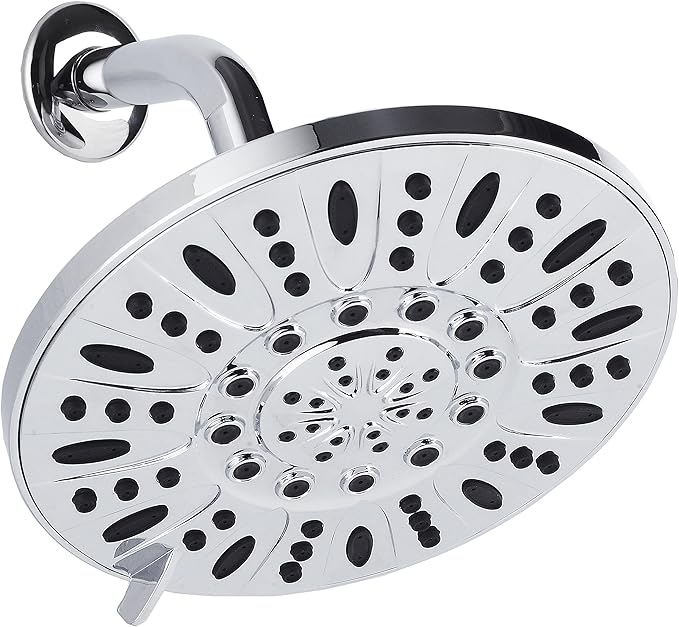 AquaDance High Pressure 6-Setting, 7" Rainfall Shower Head – Tested to Meet US Quality Standards, Angle-Adjustable, with Tool-Free Installation – Chrome Finish