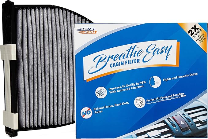 Spearhead Odor Defense Breathe Easy AC & Heater Cabin Filter, Fits Like OEM, Up to 25% Longer Lasting w/Activated Carbon (BE-934)
