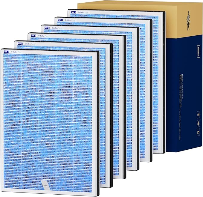 Membrane Solutions MSA3/MSA3S Genuine Original Air Purifier Filter Replacement 6 Pack, Upgraded 4-in-1 H13 True HEPA Filter with OdallerPure Technology