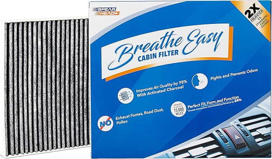 Spearhead Odor Defense Breathe Easy AC & Heater Cabin Filter | Fits 2005-2023 Tacoma, 2013-2016 Dart, 2003-2008 Vibe Like OEM | Up to 25% Longer Lasting w/Activated Carbon (BE-374)