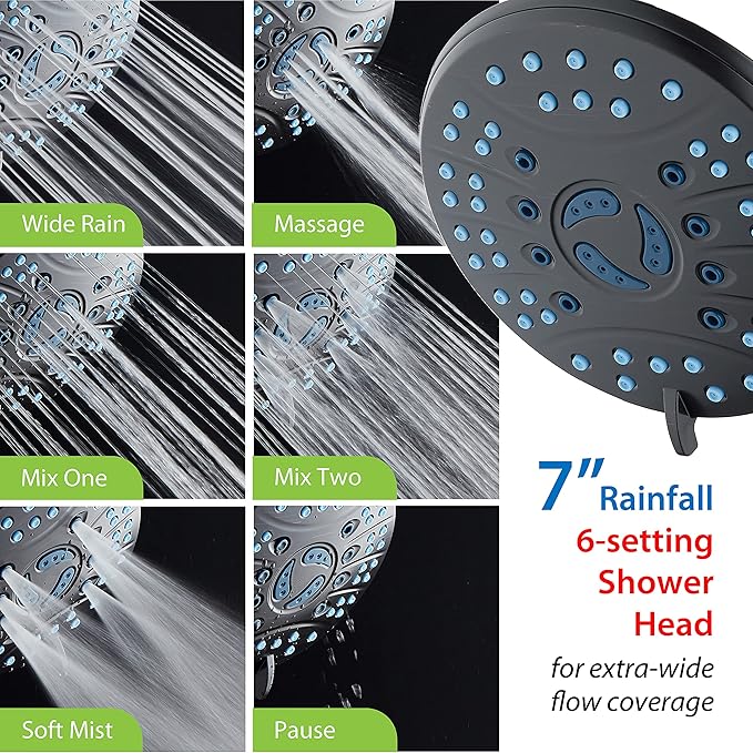 Hotel Spa AquaCare As-Seen-On-TV High Pressure 50-mode Rain & Handheld 3-way Shower Head Combo - Anti-clog Nozzles/Tub, Tile & Pet Power Wash/Extra Long 6 ft. Stainless Steel Hose/ORB Bronze Finish