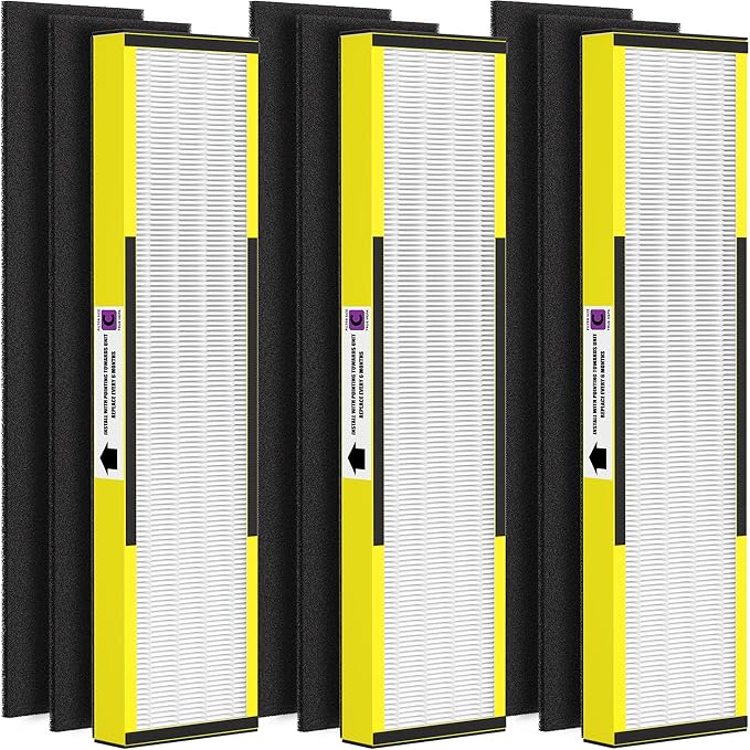 3 Pack FLT5000 True Hepa Replacement Filter C for G-Guardian Purifiers: AC5000, AC5000E, AC5250PT, AC5350B, AC5350BCA, AC5350W, AC5300B, CDAP5500B, AP2800CA, 3 True HEPA Filter and 6 Carbon Pre-Filter