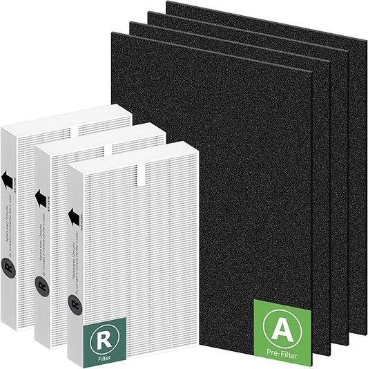 HPA300 HEPA Filter Replacement for Honeywell HPA300 Series Air Purifiers HPA300, HPA300VP, HPA304, HPA3300, Replace HRF-R3 (3 Ture HEPA R Replacement Filter + 4 Activated Carbon Pre-Filter) by Funmit