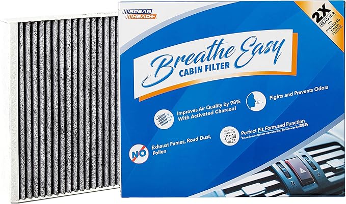 Spearhead Odor Defense Breathe Easy AC & Heater Cabin Filter, Fits Like OEM, Up to 25% Longer Lasting w/Activated Carbon (BE-966)