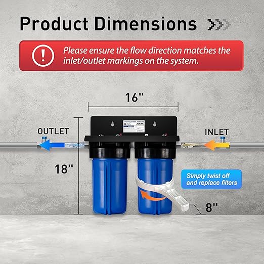 iSpring WGB21B-PB 2-Stage Whole House Water Filtration System w/ 10” x 4.5” Carbon Block FC15B and Lead Reducing Filter FCRC15B, 1" Inlet/Outlet Ports