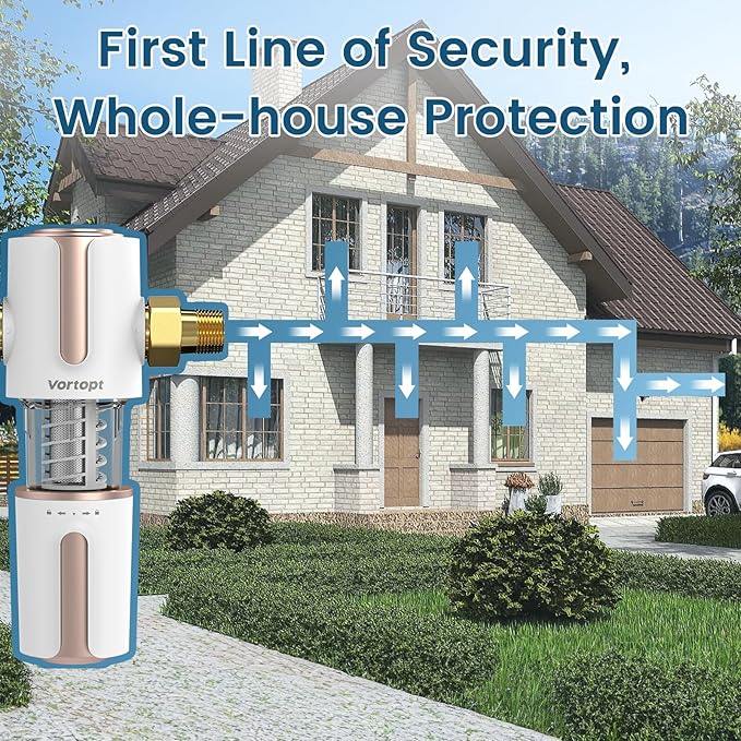 Spin Down Sediment Water Filter,Automatic Flushing,Protect Other Filter Systems and Appliances,40 Micron Flushable Prefilter Filtration (VT-Q700)