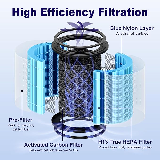 AP0601 Replacement Filter Compatible with AIRTOK AP0601 Air Purifier, 4-in-1 H13 True HEPA and High-Efficiency Activated Carbon Filter, AP0601-RF, 2 Pack