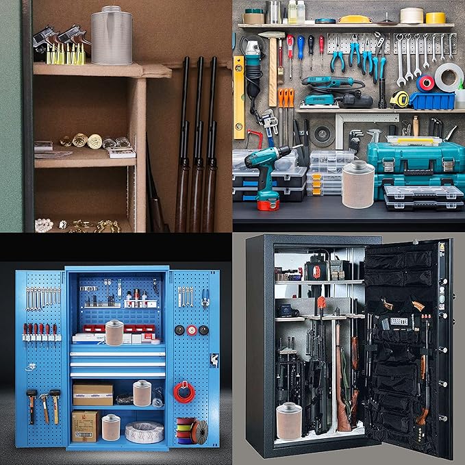 750 Grams 16 Pack Gun Safe Dehumidifier, Reusable Canister Desiccant Dehumidifier, Rechargeable 1.65 Lbs Indicating Silica Gel Orange To Green