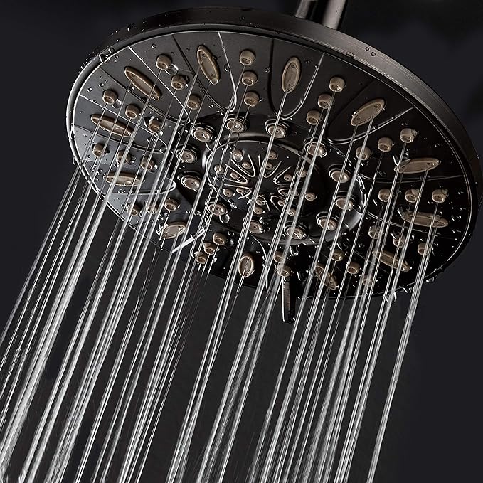 AquaDance Oil Rubbed Bronze High Pressure 6-Setting 7" Rain Shower Head – Angle Adjustable, Anti-Clog Showerhead Jets, Tool-Free Installation-USA Standard Certified-U.S. Brand – 1.8 GPM