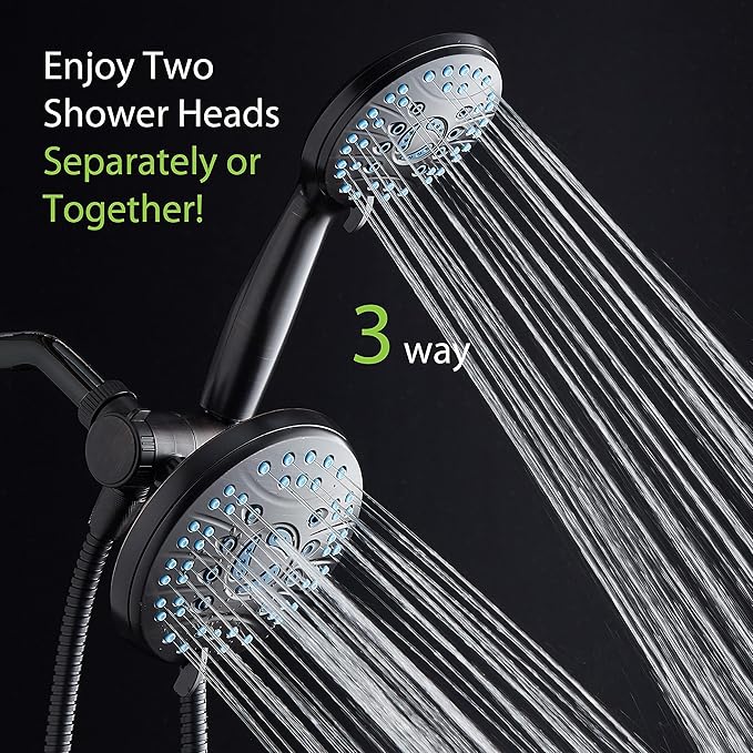 Hotel Spa AquaCare for California As-Seen-On-TV High Pressure Handheld Rain 50-mode 3-way Shower Head Combo, Anti-clog Jets, 2-mode Tub & Pet Power Wash, Wall Bracket, 6 ft. Hose, Rubbed Bronze